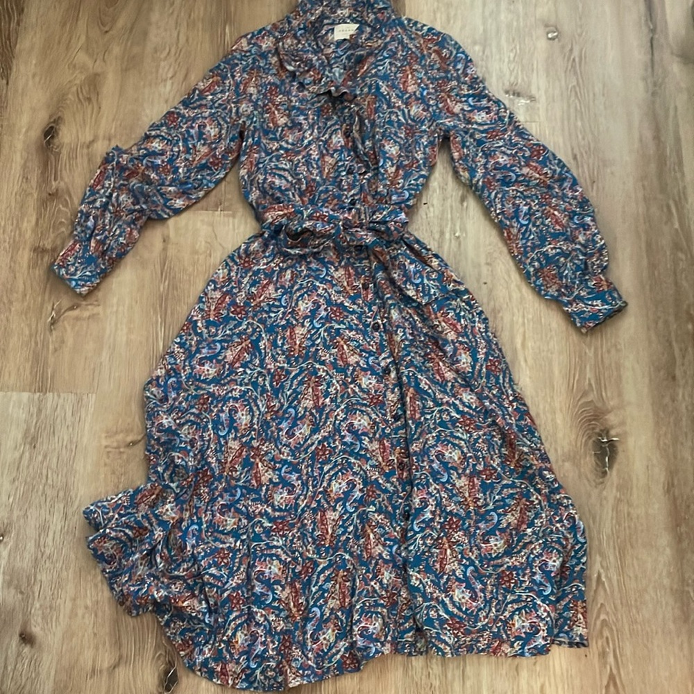 Women’s Sézane Loree Ranch Marine Dress size 36 Beautiful pattern!